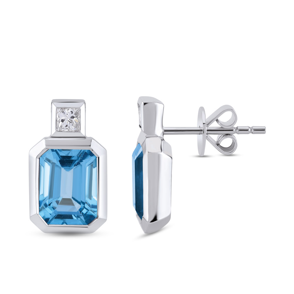 0,16ct Diamond Blue Topaz Earrings 